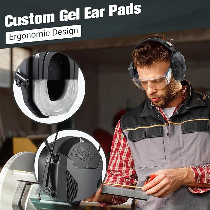 Electronic Shooting Ear Protection w/Gel Pads, 23dB NRR Active Noise Reduction & 3X Amplification Headset for Shooters