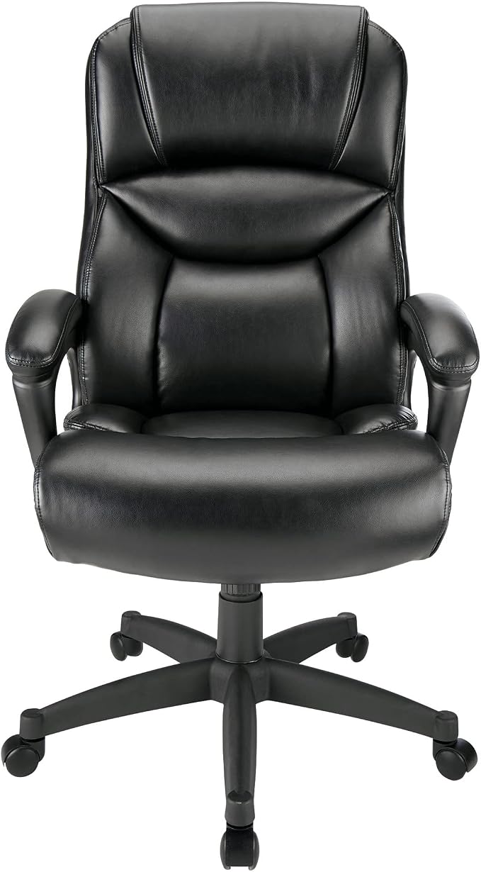 Realspace® Fennington Bonded Leather High-Back Chair, Black