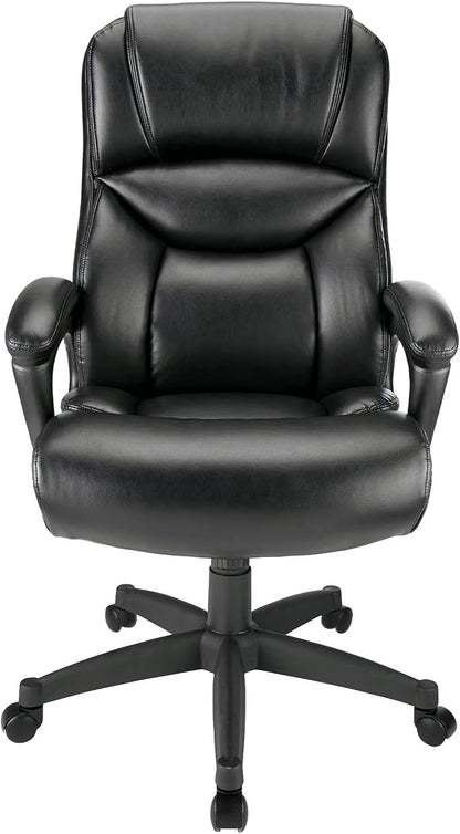 Realspace® Fennington Bonded Leather High-Back Chair, Black