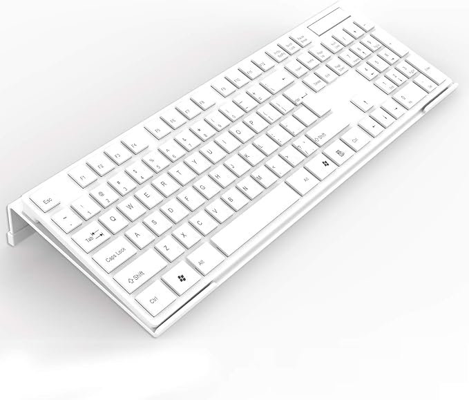 KOTEMON Acrylic Tilted Computer Keyboard Stand for Ergonomic Typing, Keyboard Tray Holder with Silicone Non-Slip Case, White