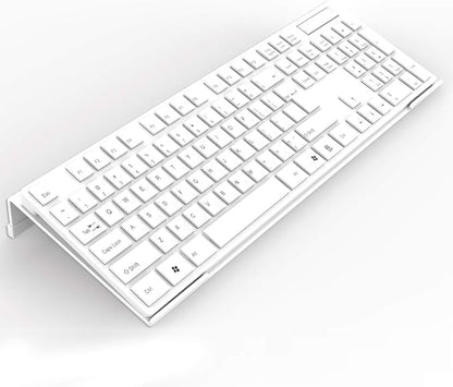 KOTEMON Acrylic Tilted Computer Keyboard Stand for Ergonomic Typing, Keyboard Tray Holder with Silicone Non-Slip Case, White