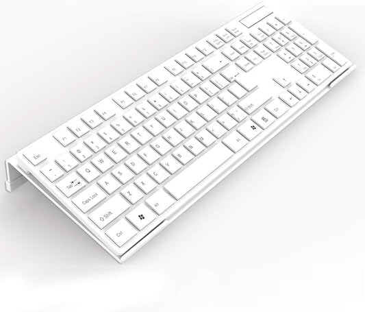 KOTEMON Acrylic Tilted Computer Keyboard Stand for Ergonomic Typing, Keyboard Tray Holder with Silicone Non-Slip Case, White