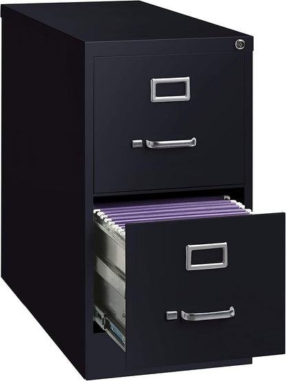 26.5 Inch Deep 2 Drawer, Letter Width, Metal Vertical File Cabinet for Home and Office, Black