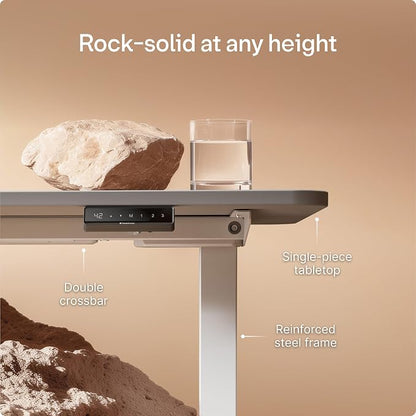 Desktronic HomeOne Standing Desk 60x30 — Ergonomic Sit Stand Home Office Desk, Made in Europe, Electric Dual Motor Height Adjustable, USB & USB-C Charging, Wobble-Free, Touchscreen, 3 Memory Presets