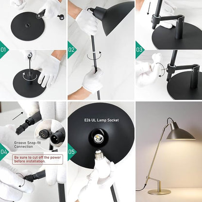 Desk Lamp Modern Industrial 100% Metal Adjustable Table Lamp 24", Natural Light (4000K) with Dimmer, Ideal for Office Bedroom Study Room Living Room Nightstand Bedside Lamps Nickel