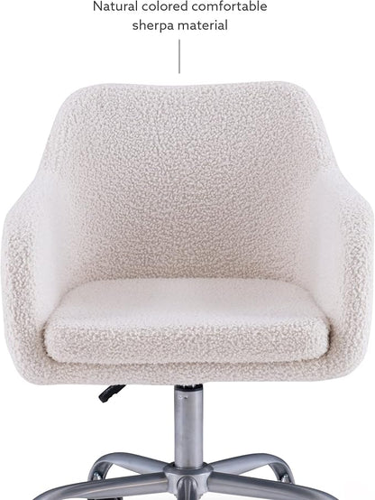 Linon Home Decor Products Linon Brooklyn Sherpa Office Chair, Ivory