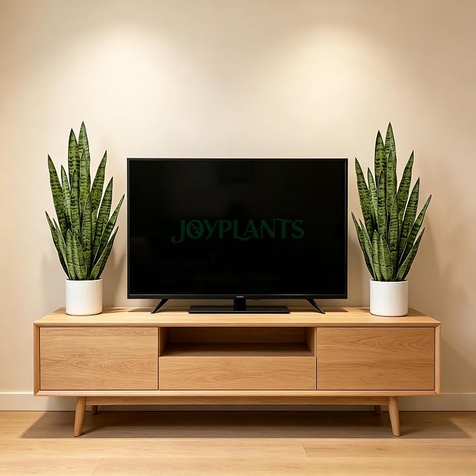 Fake Snake Plant 3FT, 35" Artificial Potted Plant with White Pot, Realistic Faux Floor Plant for Home Decor, Low Maintenance No Watering Needed for Desk Corner Office & Pet Areas (Green)