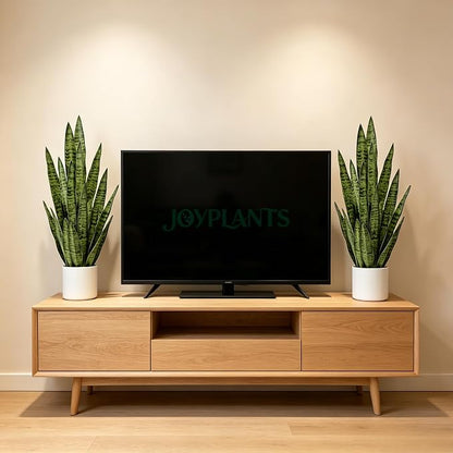 Fake Snake Plant 3FT, 35" Artificial Potted Plant with White Pot, Realistic Faux Floor Plant for Home Decor, Low Maintenance No Watering Needed for Desk Corner Office & Pet Areas (Green)