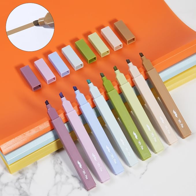 Mr. Pen- Aesthetic Highlighters No Bleed, 8 Pack, Verdant Earth, Chisel Tip | Cute Highlighters Assorted Colors for Journaling, Highlighting, Underlining, Fast Dry, Back to School Supplies