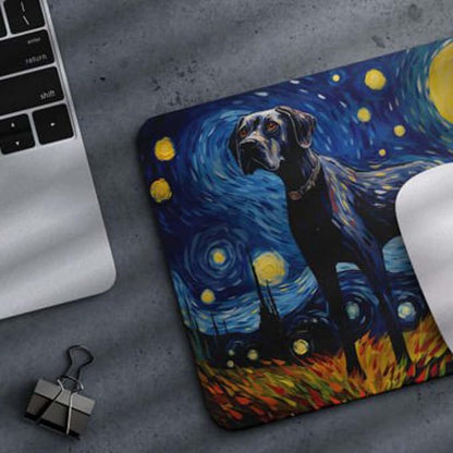 Starry Night Dog Mouse Pad for Computer Laptop Home Office Gaming Working Desk Desktop Accessories Non-Slip Rubber Mouse Pad for Dog Lovers (Great Dane)