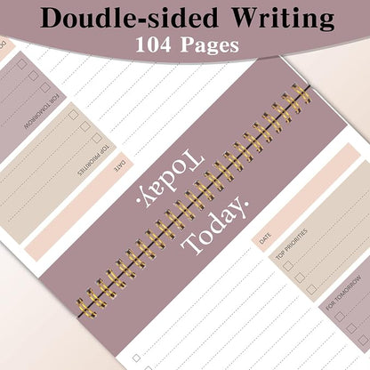 To Do List Notepad - Daily Planner Notepad Undated 52 Sheets Tear Off, 6.5" x 9.8" Checklist Productivity Organizer with Hourly Schedule for Tasks(3 Pack)