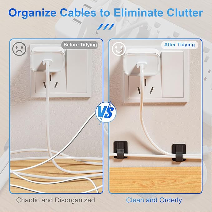 80 PCS Hook and Loop Cable Ties, Self Adhesive Cable Management Straps, Reusable Cord and Wire Organizer Clips for Under Desk, Computer, TV, Gaming Setup, Home Office and Kitchen, Gray