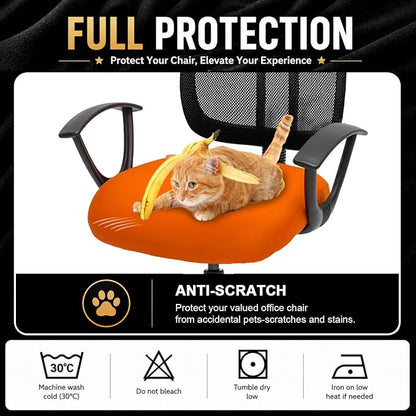 DIVA EN CAMINO DEC Stretchable Desk Office Chair Seat Cushion Covers - Universal Spandex Computer Chair Slipcover - Removable Washable Cushion Protectors Anti-Scratch for Dogs, Cats, Pets (Orange)