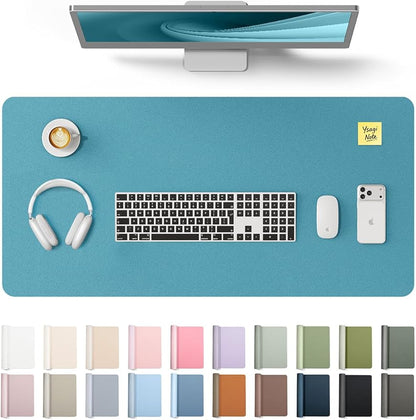YSAGi Leather Desk Pad Protector, Office Desk Mat, Large Mouse Pad, Non-Slip PU Leather Desk Blotter, Laptop Desk Pad, Waterproof Desk Writing Pad for Office and Home (Turquoise, 35.4" x 17")