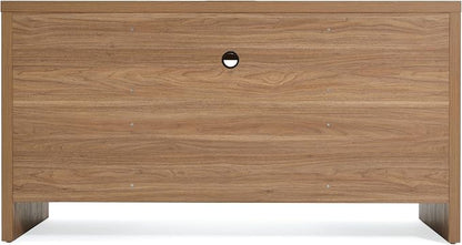 Yechen Executive Desk with 5 Drawers, 57" Modern Rattan Home Office Desk with Charging Station, File Drawer, Farmhouse Boho Computer Writing Desk for Study, Work, Walnut Brown