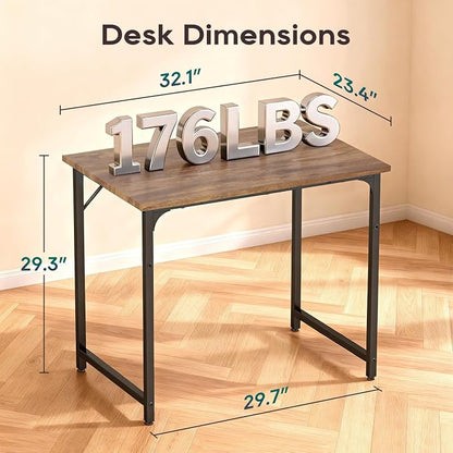 BestOffice Computer Desk,Home Office Desk, Modern Simple Style for Home Office Study Writing (Vintage, 32 Inch)