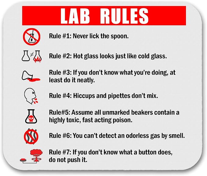 Lab Rules Funny Computer Mouse Pad Neurons Not Included