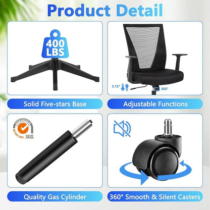 CLATINA Home Office Chair Ergonomic Desk Chair Mesh Computer Chairs with Armrests Executive Rolling Wheels Swivel Heavy Duty Chairs Office, Home 1 Pack