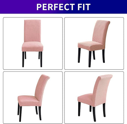 Stretch Chair Covers for Dining Room Set of 2, Removable Washable Dining Room Chair Covers, Dining Chair Slipcovers Seat Protector, Great for Home Decor and Banquet (Dusty Pink, 2 Pack)