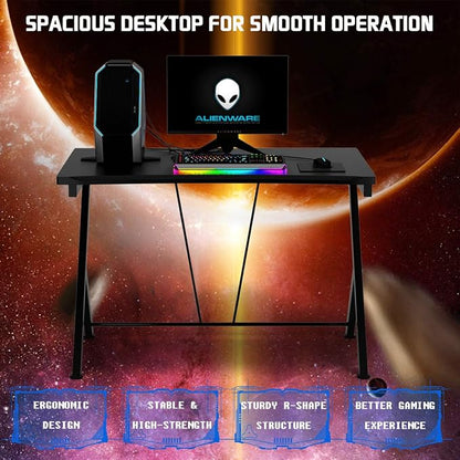 Tangkula 46" Gaming Desk PC Computer Desk, Home Office Study Writing Table for Small Space, Black Gamer Workstation