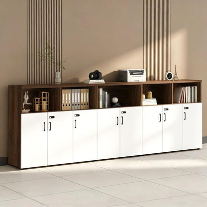 File Cabinet with Password Lock, Wood Lateral Filing Cabinet for Letter/A4 Files, 3 Drawer with Door, Printer Stand with Open Shelves for Home Office