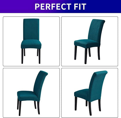 Stretch Chair Covers for Dining Room Set of 4, Removable Washable Dining Room Chair Covers, Dining Chair Slipcovers Seat Protector, Great for Home Decor and Banquet Upholstery (Teal, 4 Pack)