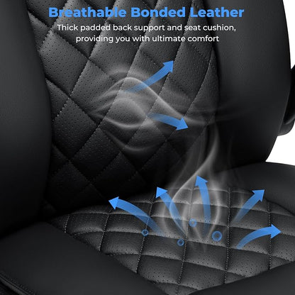 VANSPACE Ergonomic Desk Chair 400lbs with Lumbar Support and Adjustable Headrest PU Leather Big and Tall Executive Office Chair with Foot Rest,Linkage Armrests,Black