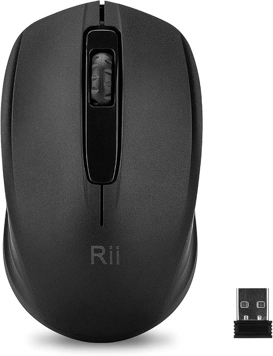 Rii Wireless Noiseless Mouse,2.4G Portable Computer Mice for PC, Laptop, Windows,Office Included Wireless USB dongle (Silent(Black)-New)