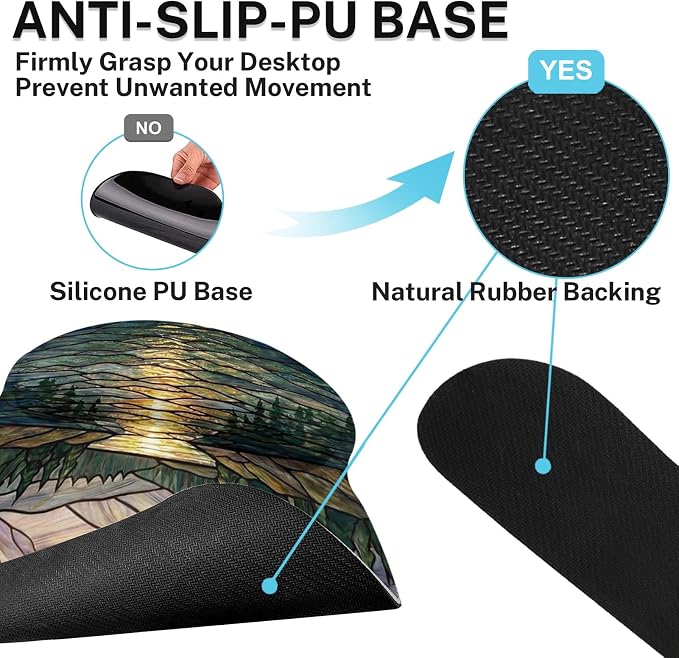 Britimes Mountain Gold Sun Keyboard Mouse Pad Set Nature Forest 4in1 Large Mousepad+Keyboard Wrist Rest+Mouse Wrist Rest+Coaster Ergonomic Design for Home Office Computer 35.4x15.7 inches