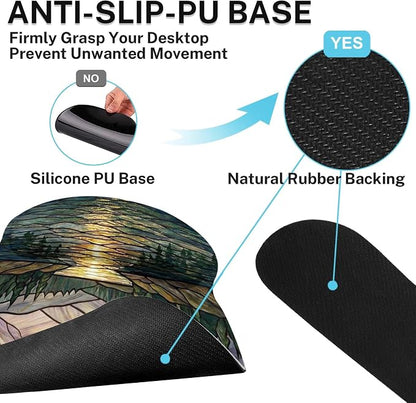 Britimes Mountain Gold Sun Keyboard Mouse Pad Set Nature Forest 4in1 Large Mousepad+Keyboard Wrist Rest+Mouse Wrist Rest+Coaster Ergonomic Design for Home Office Computer 35.4x15.7 inches