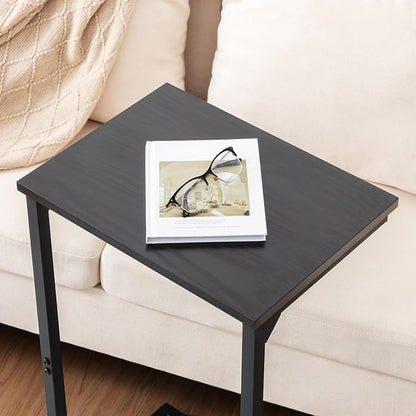 AMHANCIBLE C Shaped End Tables Set of 2, Couch Side Tables that Slide Under Sofa, Slim TV Trays for Living Room and Bedroom, Narrow Space Saving Laptop Workstation, Black, HET02BBK