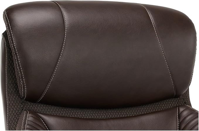 iComfort i6000 Series Big & Tall Ergonomic Bonded Leather High-Back Executive Chair, Brown/Silver
