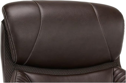 iComfort i6000 Series Big & Tall Ergonomic Bonded Leather High-Back Executive Chair, Brown/Silver