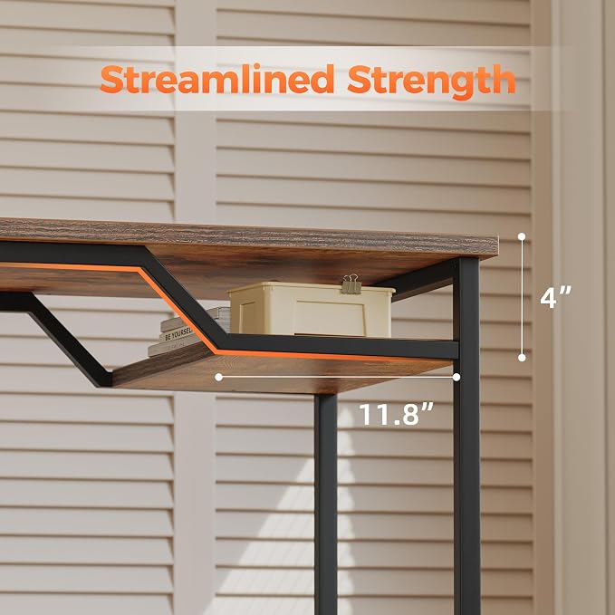 Mericonia 48 inch Computer Desk w/Shelf & Adjustable Feet, 32 inch Rolling Office Desk w/ 1 Hook, Small Space Desk for Home, Office, Study, Writing, Bedroom, 2 Pack