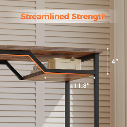 Mericonia 48 inch Computer Desk w/Shelf & Adjustable Feet, 32 inch Rolling Office Desk w/ 1 Hook, Small Space Desk for Home, Office, Study, Writing, Bedroom, 2 Pack