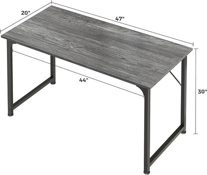 Huuger Computer Desk, 48 Inch Office Desk, Gaming Desk with Storage, Writing Desk Work Desk for Home Office, Study, Modern Simple Desk, Large Legroom, Metal Frame, Grey
