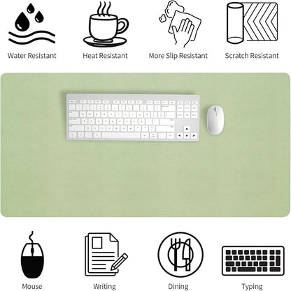 Bloss 47.2" x 24" Large Desk Mat, Leather Desk Mat, Large Mouse Pad + Keyboard Pad, Non-Slip Desk Mat Protector for Office, Home - Green