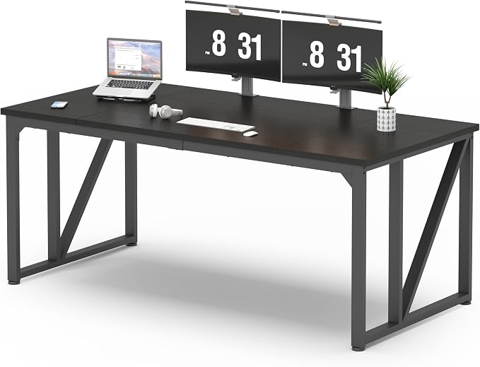 NSdirect Computer Desk 70×30.7 Inch Gaming Desk with Deeper & Thicker Desktop, Office Desk Work Desk for Home Office, Black