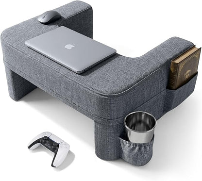 Septsun 26" Extra Wide Lap Desk Pillow - Gaming Reading Pillow & Laptop Lap Desk w/Ergonomic Arm Elbow Support for WFH, Bed, Couch, Floor - Fits 13-17" Laptop, Steam Deck, Switch (Modern Gray, Large)
