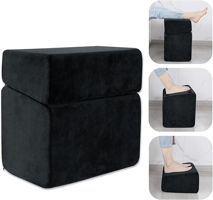 Under Desk Foot Rest, ROYALAY Ergonomic Office Footrest with 3 Adjustable Heights, High-Density Memory Foam Leg Rest for Home, Travel, Airplane with Washable Cover