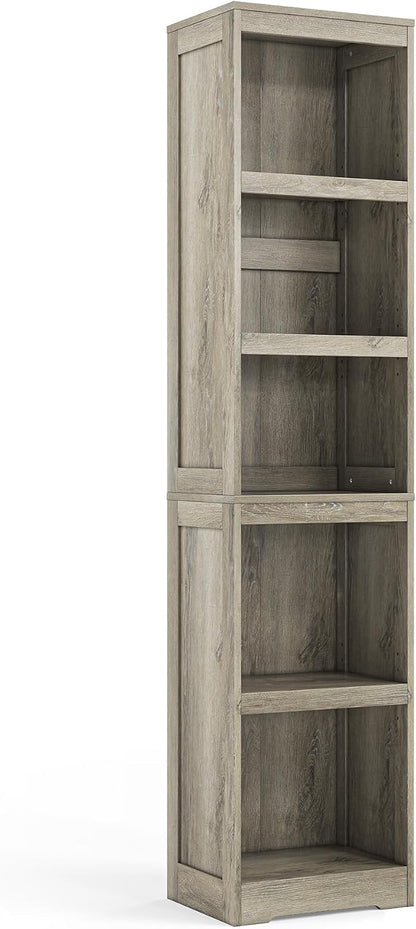 LINSY HOME 5-Shelf Bookcase, Narrow Bookshelves Floor Standing Storage Shelves 68 in Tall Bookcase Home Decor Furniture for Home Office, Living Room, Bed Room - Light Brown