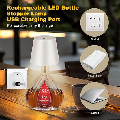 Wireless Bottle Lamp,2026 New 3 Color Rechargeable Wine Bottle Lights for Bars Restaurants,Bedroom and Party Decor,LED Bottle Lights for Liquor & Wine Bottles (White, 1pc)