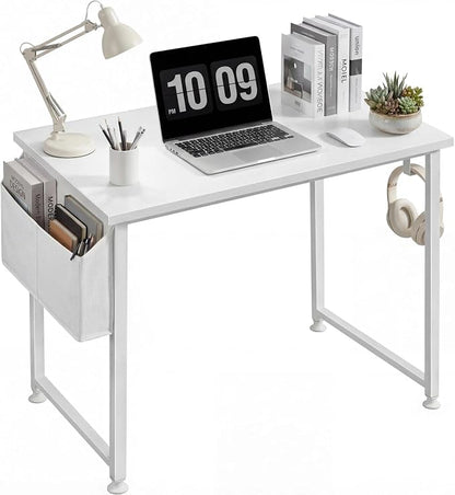 Lufeiya White Small Desk for Bedroom - Student Kids Study Writing Table for Home Office Bedroom Small Spaces 32 Inch Modern Mini Laptop PC Computer Desks, White