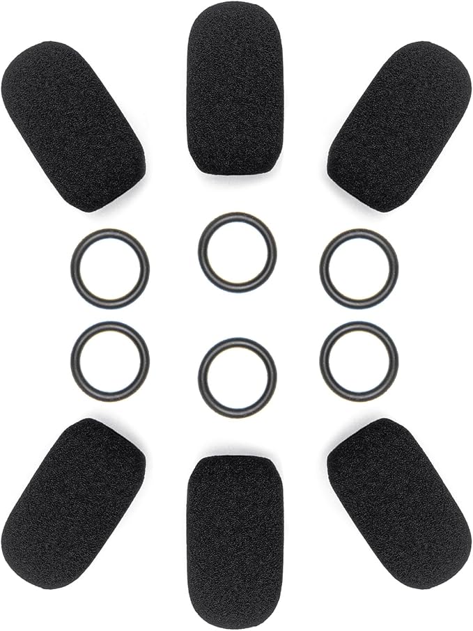 6-Pack Mic Muff - Compatible with Lightspeed Zulu 3, Sierra, Tango, PFX Aviation Headsets - 6 Foam Mic Covers + 6 O-Rings Kit