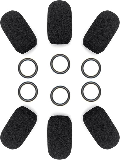 6-Pack Mic Muff - Compatible with Lightspeed Zulu 3, Sierra, Tango, PFX Aviation Headsets - 6 Foam Mic Covers + 6 O-Rings Kit