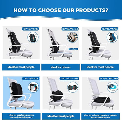 Niceeday Lumbar Support Pillow for Office Chair Car, Gaming Chair Lower Back Pain Relief Memory Foam Cushion with 3D Mesh Cover Ergonomic Orthopedic Back Rest Lower Back Support
