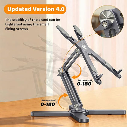 Moallia N86 360 Rotating Laptop Stand, Adjustable Height & Angle, Ergonomic Metal Riser for Desk Collaborative Work, Fully Foldable for Easy Storage, Fits All MacBook & Laptops up to 16 inches, Grey