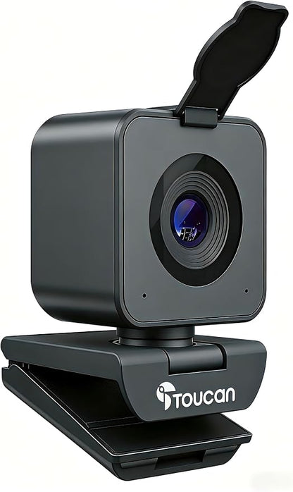TOUCAN 1080P Webcam for pc, Webcam with Microphone for Laptop, Plug and Play USB Web Cam, 90°View Computer Camera, External Camera for Streaming, Skype, Zoom, FaceTime, Hangouts, MacBook/Tablet