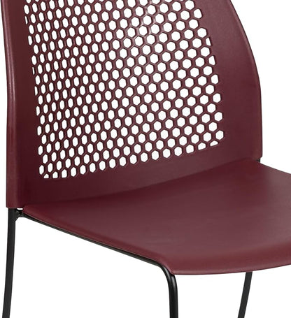Flash Furniture HERCULES Series 661 lb. Capacity Burgundy Stack Chair with Air-Vent Back and Black Powder Coated Sled Base