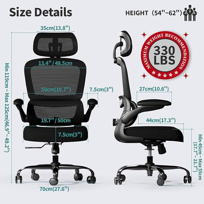 TRALT Office Chair Ergonomic Desk Chair, 330 LBS Home Mesh Office Desk Chairs with Wheels, Comfortable Gaming Chairs Black Pack of 5